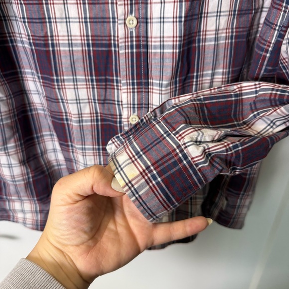 Quicksilver Men's Regular Fit Red White Plaid Cotton Button Down Dress Shirt XL - Picture 4 of 6